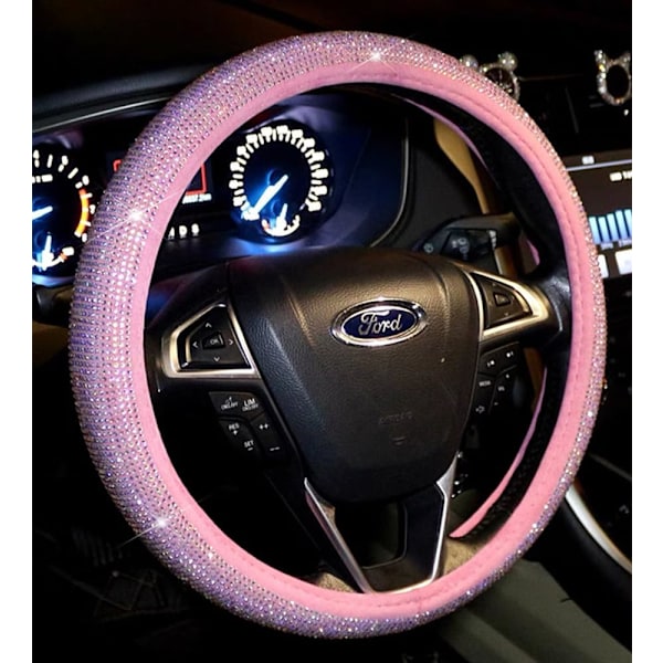 Bil Bling Ratt Skydd för Kvinnor Flickor Vinröd 15 Tum Universal Röd Kristall Strass Diamanter Bling Bling Tillbehör An Pink