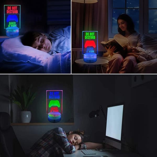 D Nattlys Spill på Arbeidsbord Lampe Visuell Bordlampe Dynam