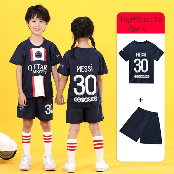 NO10 Barn Sportdräkter pojkar löpning sportkläder Fotbollströjor Set Fotbollsuniformer Andas Fotbollströjor för barn sets02-2pcs size26 (140-145cm)