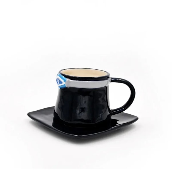 Anime Kaffemugg med Fat Kreativ Luffy Ace Sabo Tre Bröder Hattformad Keramisk Kaffekopp Barns Födelsedagspresent Kopp Sabo