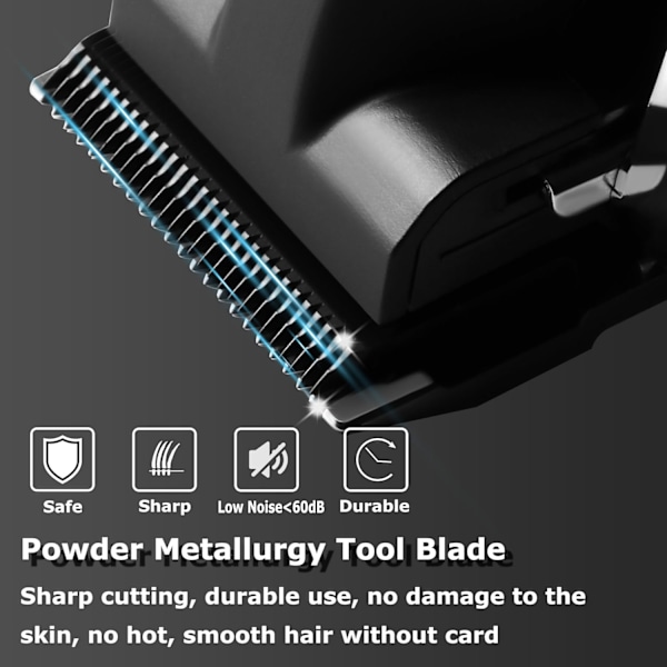 2296 Professionelle Hårklippere til Mænd Ledning/Ledningsfri Hårklippesæt, Hår- og Skægtrimmer, T-Blade Barberklippere med USB Genopladelig, Sort