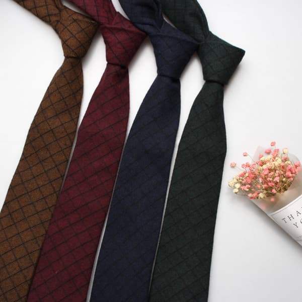 Herr bomull jacquard slips, rutig/randig slips tartan vävd ma
