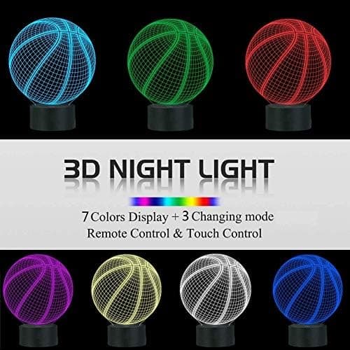 Basketball 3D Illusjon Nattlys for Gutter, 7 Farger Endring