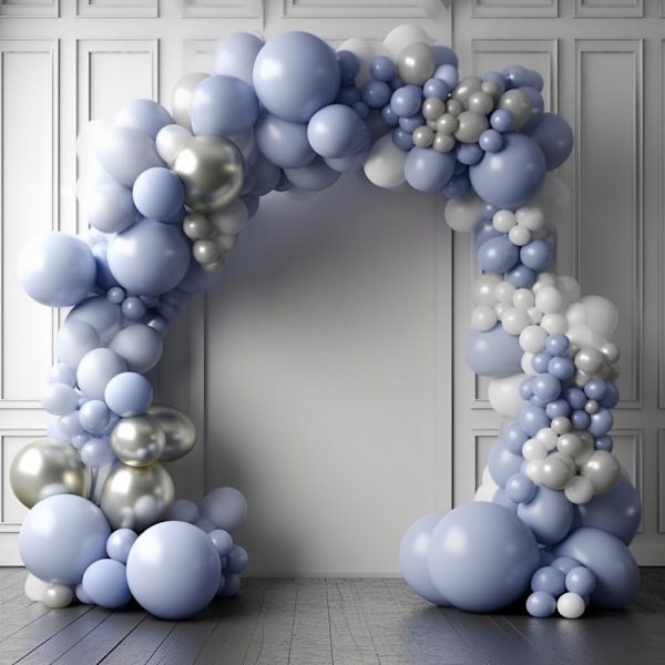 130PCS Dusty Blue Ballonger Olika Storlekar 18\" 12\" 10\" 5\" Ballongbåge Dekorationsset Perfekt för Födelsedagsfest, Examen, Babyshower, Bröllop, Holi Dusty Blue