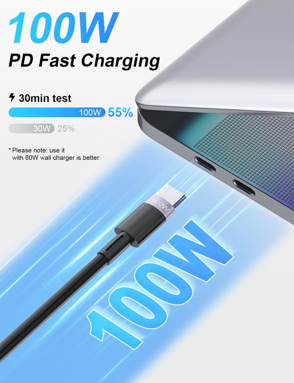 3-i-1 Multi-opladerkabel, Trækbart iPhone-oplader, 100W Hurtigopladning USB-C/A til Lightning/USB-C/Micro USB Telefonopladerkabel Black