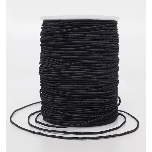 Elastisk snor til armbånd, 1 mm x 110 meter robust, strækbar elastisk snor til smykkefremstilling, halskæder, perlearbejde - sort Black and White