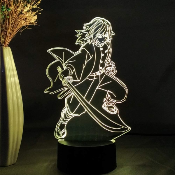 Demon Slayer Tomioka Giyuu Ljus Anime Figur 3D LED Nattlampa