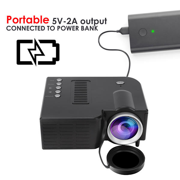 UC28B Micro LED-projektor 1080P  Bærbar husholdningsprojektor 500Lumens 5V 2AAU-plugg 110~240V