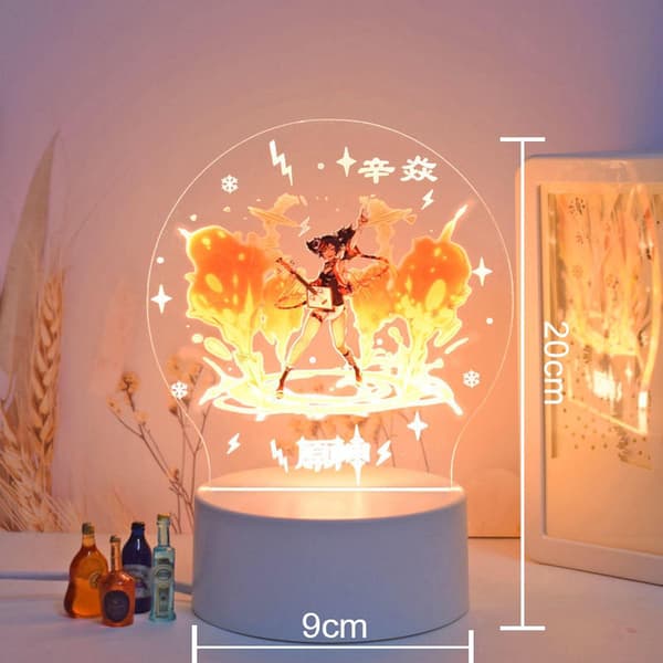 Genshin Impact Barbara 3D LED Akryl Natlamper 7 Farver