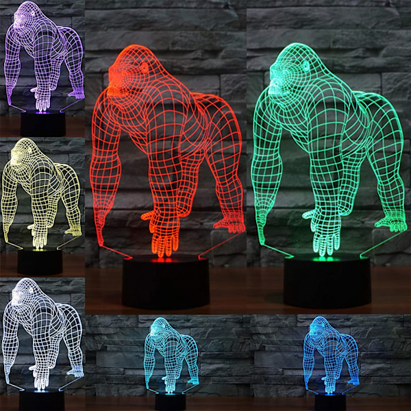 Panda 3D LED Lys Illusionslys for Barn Optisk Illusions 7 Farge Skiftende 3D Lys for Barnerom Hologrammer Atmosfærisk Lampe 3D Illusions
