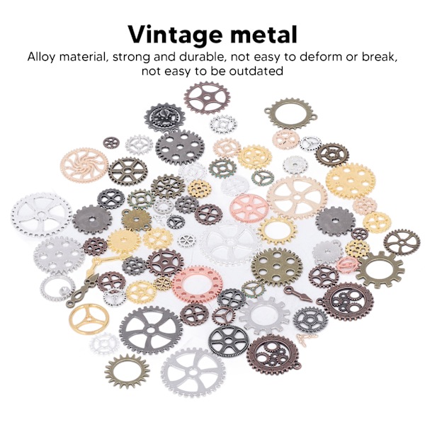 100g Steam Punk Gears DIY Färgblandning Antik Metall Steampunk Gears Glamour Hänge Klocka Hjul Växel för Hantverk