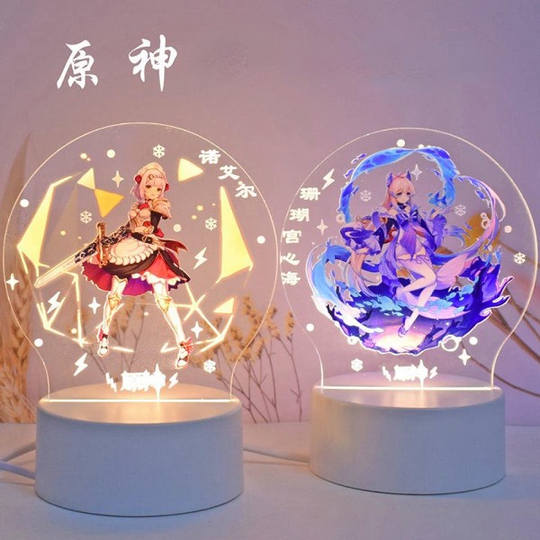 Genshin Impact Barbara 3D LED Akryl Natlampe 7 Farver USB Anime Lampe