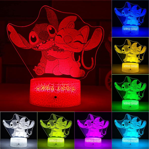 Nattlampa, lampa med fjärrkontroll & smart touch 16 färger som byter dimbar anime bordslampa, perfekt födelsedag jul Stitch-gåvor för pojkar och flickor