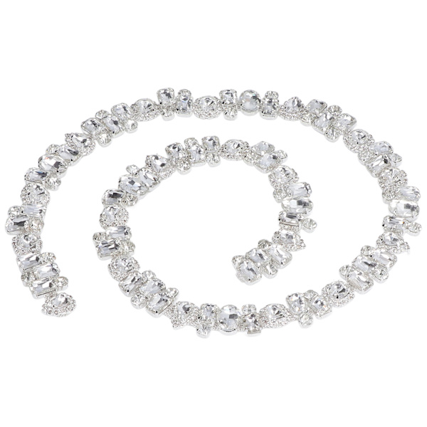 Rhinestone Trim 1 Yard Ljus Färg Fadeless Slitstark Tjock Blickfångande Bred Applikation Rhinestone Vit
