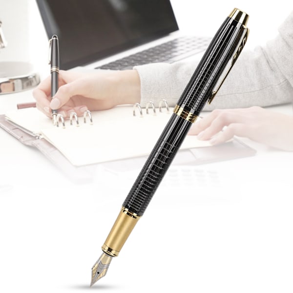 Metal Fountain Pen til Skrivebord, Kontor, Gave, 0,5 mm Spids, Sorte Striber
