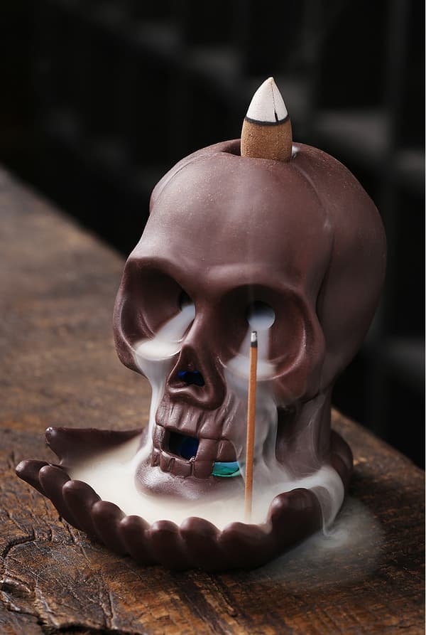 Vandfald Backflow Røgelsesbrænder, Sort Skelet&Hånd Keramisk Holder, Mystisk Flydende Røg Aroma Diffuser til Hjemmekontor Meditation Skeleton + Hand 1