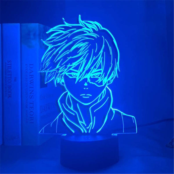 Manga My Hero Academia Shoto Todoroki Figur 3D-lampa LED nattlampa Touch/Fjärrkontroll för barn pojkar sovrumsdekoration Akryl bordslampa
