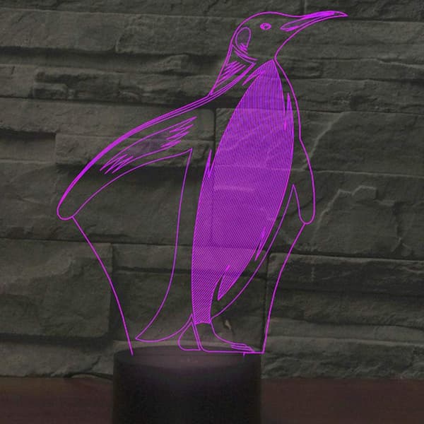 Abstrakt 3D Optisk Illusion Pingvin Form Farverigt Lys