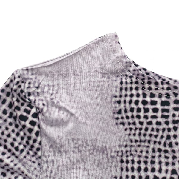 ess Dam Fashion Casual Tryckt Plisserad Klänning (Lila XXL)