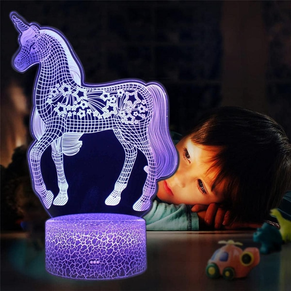 Coola saker för sovrum Unicorn 3D visuell lampa Touch LED Ta