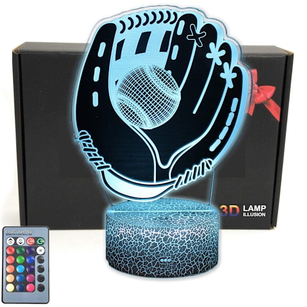 TriPro Baseballhandske 3D Illusion LED Sovrum Skrivbordslampa Deko