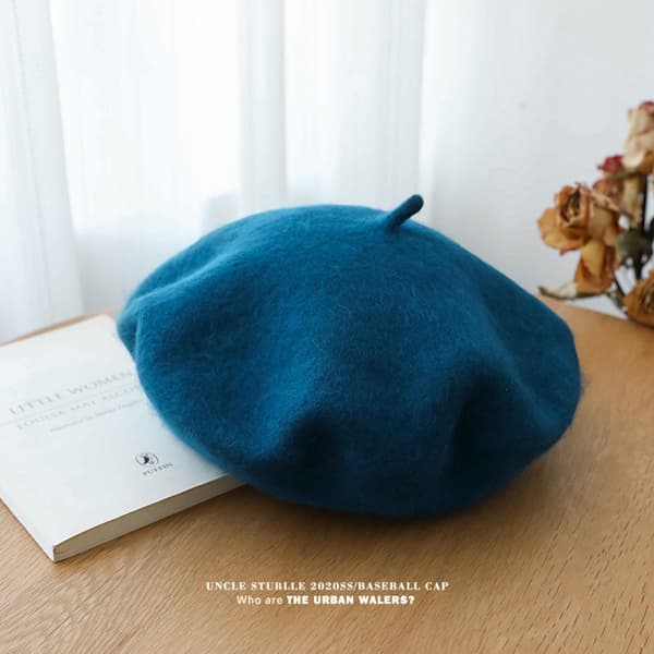 Ull Beret Lue, Ensfarget Fransk Stil Varm Vinterlue for