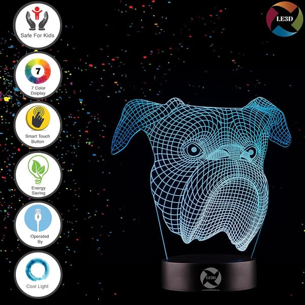 3D Optisk Illusions Natlampe - 7 LED Farveskiftende Lampe