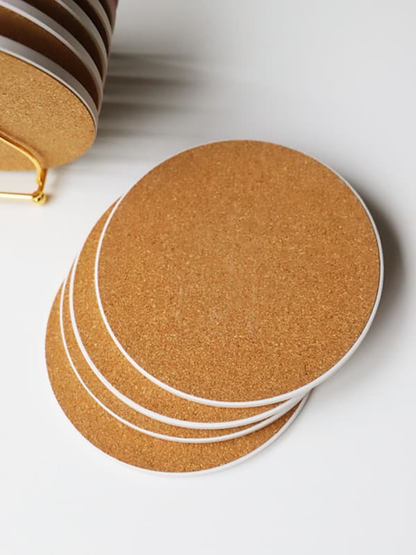 Sæt med 4 coasters til drikkevarer, absorberende runde keramiske sten