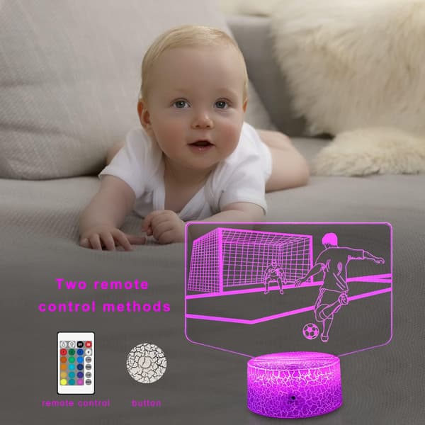 3D Fodboldlampe Cool Lamper Natlampe til Børn 16 Farve Chan