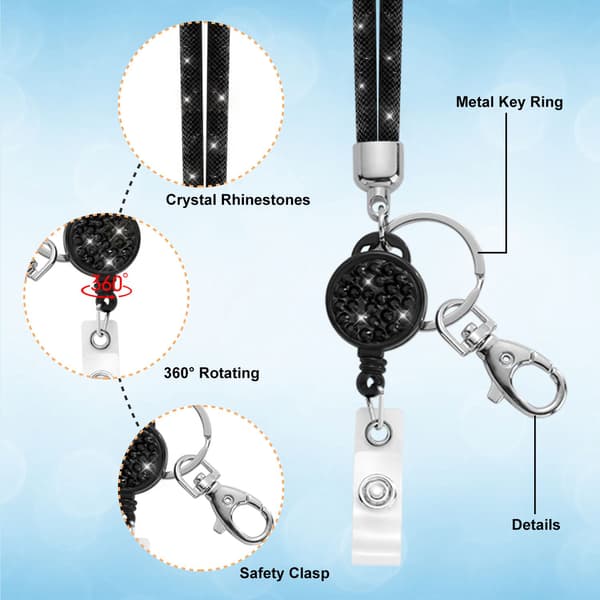 ID-kort lanyard med 32,9\" rem til ID-kort, sort, 1 pakke black