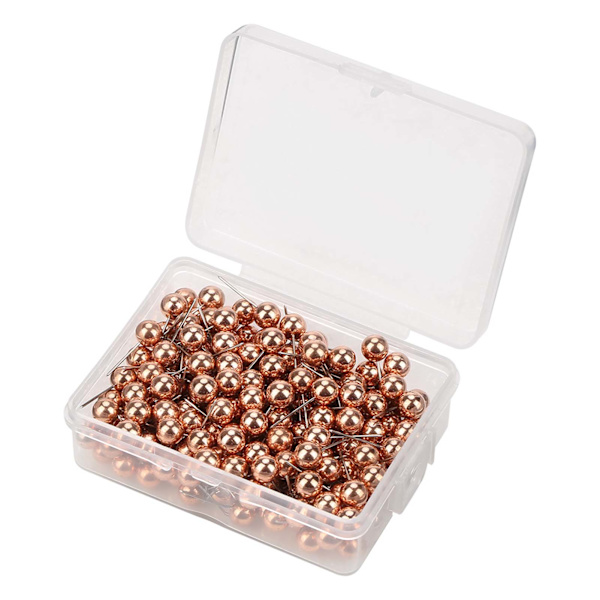 200 stk runde kuleplasttrykknåler Thumbtack Pins dekorativt DIY-verktøy (rosa gull)