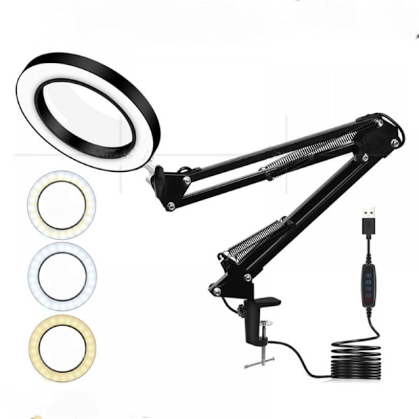 10x LED-förstoringsglas med ljus, steglös dimbar, 3 Co