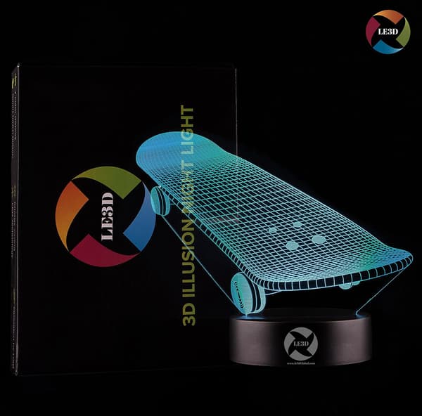 3D Optisk Illusions Natlampe - 7 LED Farveskiftende Lampe