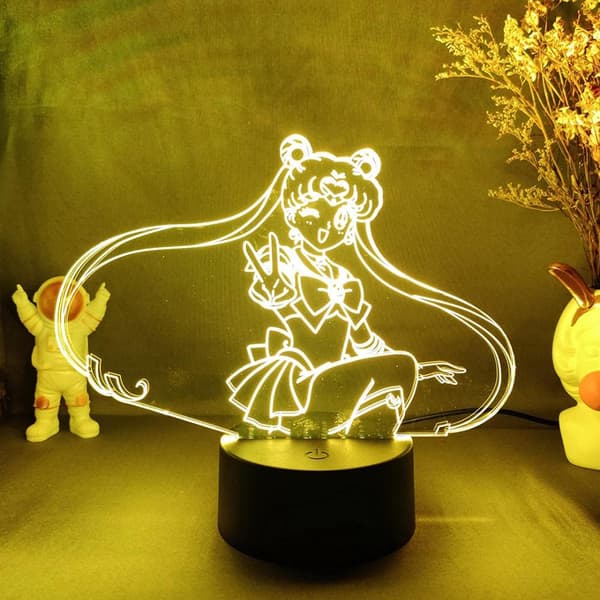 Skrivebordslampe Sailor Moon Kawaii Figur 3D Nattlys Anime B