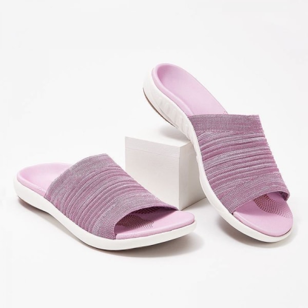 Andrea dames open toe slide slipper met vochtafvoerende werking