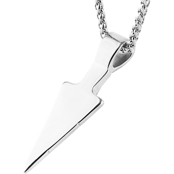 Herre Arrowhead Arrow rustfrit stål vedhæng halskæde med stål hvede kæde Silver