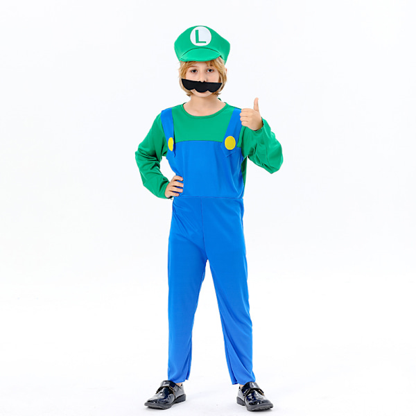 Barn Super Mario og Luigi Maskerade Kostyme Rørleggerbrødre Halloween Kostyme Green Children S