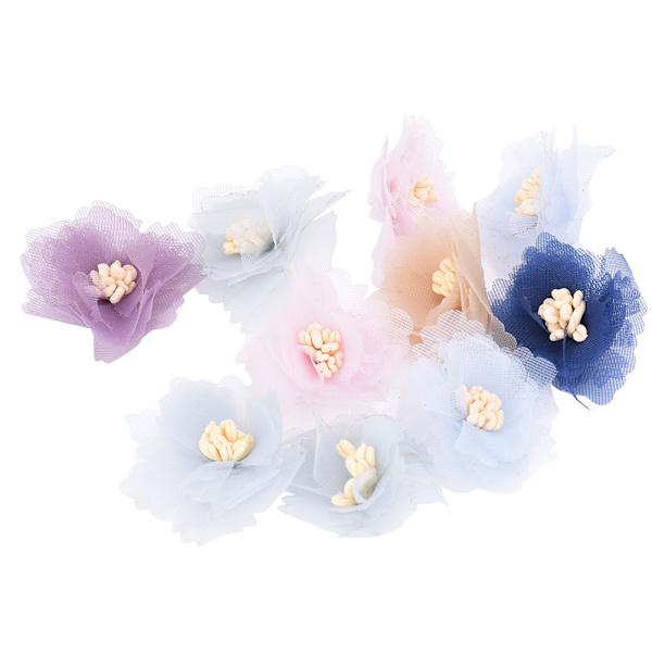 10 st konstgjorda tygblommor färgglada DIY kläder bröllopsfest dekoration 4cm