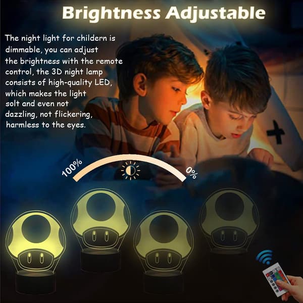 Klassisk Spill Mario Magic Mushroom 3D LED Lys Blink, Berøring