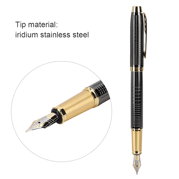 Metal Fountain Pen til Skrivebord, Kontor, Gave, 0,5 mm Spids, Sorte Striber