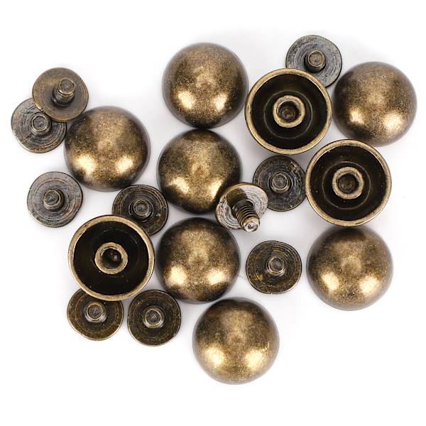 30 sarjaa ruuvinsieni niittejä pronssivärisiä kupolihattuja nahkakoristeluun 12MM