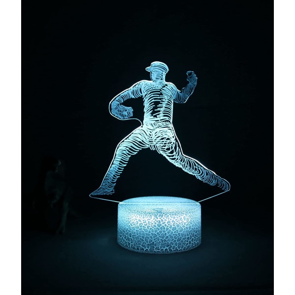 Baseball 3D Illusion Lamp LED 16 Färger Ändras med Fjärrkontroll
