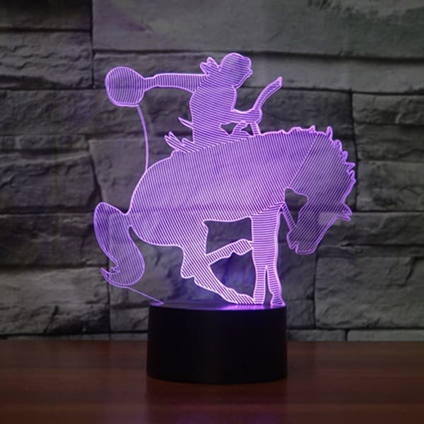 3D Heste Ridning Natlampe Touch Bord Skrivebord Optisk Illusion