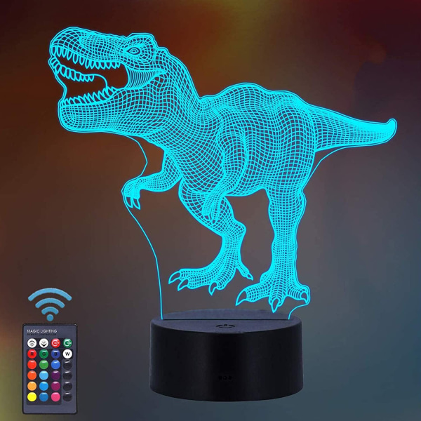 Dinosauriegåvor, T-Rex 3D nattljus 16 färger som förändras nära