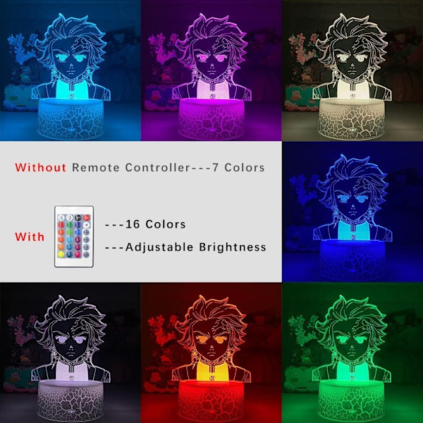 Demon Slayer Kamado Nezuko 3D Illusion Natlys, Kreativ 3D Japansk Anime Lampe - Ideel Gave til Hjemmet