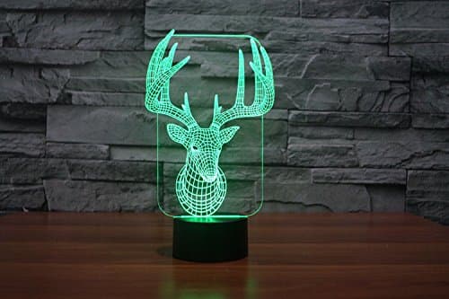 Nyhet Älg Hjort 3D Nattljus LED USB 7 Färgförändring LED T