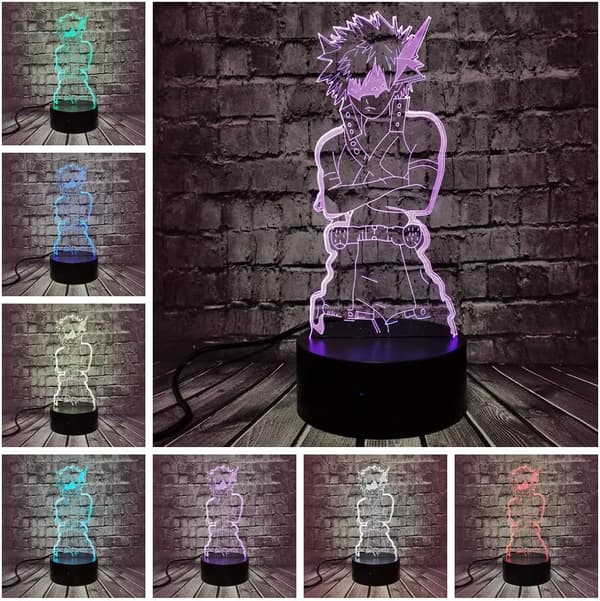 Katsuki Bakugo Figur 3D LED Nattlys for Gutt Jente, Anime