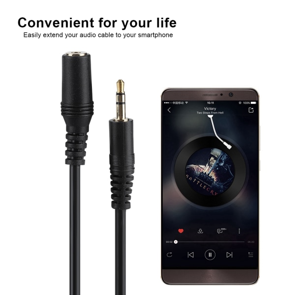 3,5 mm han- til hun-lydforlængerkabel Jack Aux-kabel til smartphone hovedtelefoner Stereo 10m