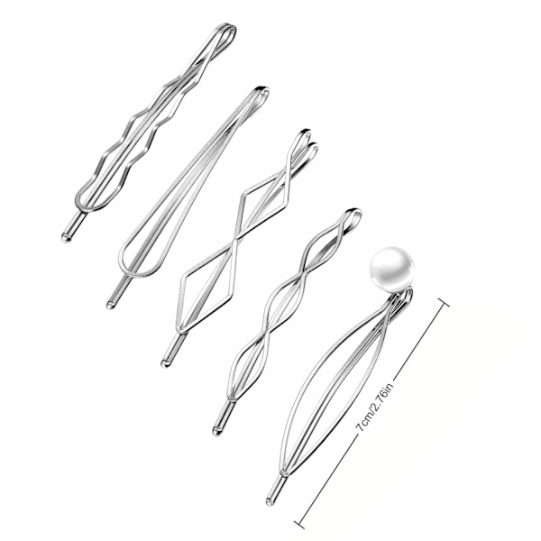 10 stk. Bobby Pin hårnål geometrisk metall hårklemme hårspenner for kvinner jente hårstylingnåler Silver