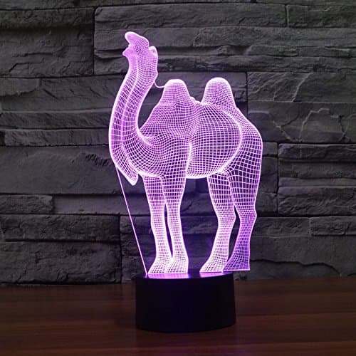 Nyhet Kamel 3D Nattlys LED USB 7 Fargeendring LED Bordlampe Julegave